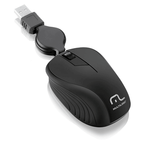 Ficha técnica e caractérísticas do produto Mouse Retrátil Emborrachado Preto Usb Multilaser - Mo231