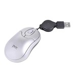Ficha técnica e caractérísticas do produto Mouse Retrátil Pisc 1844 USB Prata 3 Botões 800 Dpi