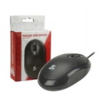 Ficha técnica e caractérísticas do produto Mouse USB Óptico Officer Ergonômico Plug And Play 1000DPI Preto 5+ 015-0043