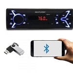 Ficha técnica e caractérísticas do produto MP3 Player Automotivo Multilaser Pop BT P3336 1 Din Bluetooth LED USB SD AUX P2 FM + Pen Drive 8GB