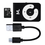 Kit Mp3 Player Multilaser 80 MAh Cartão de Memória Micro SD Até 20MB/s 8GB Cabo Micro USB Preto - MC300