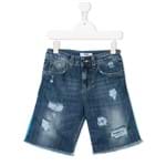 Ficha técnica e caractérísticas do produto Msgm Kids Bermuda Jeans com Listras - Azul