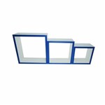 Ficha técnica e caractérísticas do produto Nicho Cubo Prateleira em Mdf Branco C/ Bordas Azul Kit C/3
