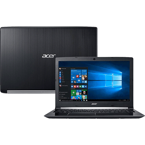 Notebook Acer A515-51G-58VH Core I5 7200U 8GB 1TB Placa de Vìdeo Geforce 2GB 940mx Win10 15.6 Preto