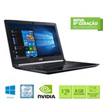 Ficha técnica e caractérísticas do produto Notebook Acer A515-51G-C97B Intel Core I5 8ºGer 8GB RAM HD 1TB GeForce MX130 2GB 15.6" Windows 10