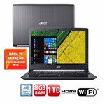 Notebook Acer Aspire A515-51-51UX 7ª Intel Core I5-7200 8GB DDR4, HD 1TB, Tela LED 15.6"HD LED, Windows 10 SL-PRATA, com...