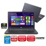 Ficha técnica e caractérísticas do produto Notebook Acer Aspire E5-571G-52B7 com Intel® Core™ I5-4210U, 4GB, 1TB, Gravador de DVD, HDMI, Bluetooth, Placa Gráfica de 2GB, LED 15.6" e Windows 8.1