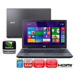 Ficha técnica e caractérísticas do produto Notebook Acer Aspire E5-571G-72V0 com Intel® Core™ I7-4510U, 8GB, 1TB, Gravador de DVD, HDMI, Bluetooth, Placa Gráfica de 2GB, LED 15.6" e Windows 8.1