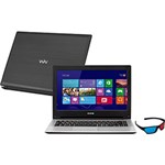 Notebook CCE HT345 com Intel Core I3 4GB 500GB Tela LED 14" Touch Windows 8 com Óculos 3D - Preto e Prata