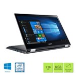 Ficha técnica e caractérísticas do produto Notebook 2 em 1 Acer Spin 3 SP314-51-53A3 Intel Core I5 8ª Ger 8GB RAM HD 1TB 14" Full HD Windows 10