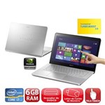Ficha técnica e caractérísticas do produto Notebook Touch Sony Vaio Fit SVF14A17PBS com Intel® Core™ I7-3537U, 6GB, 750GB, Gravador de DVD, HDMI, Placa NVIDIA GeForce, LED 14" e Windows 8