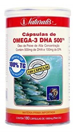 Ficha técnica e caractérísticas do produto Ômega-3 Dha 500 (1000mg) 180 Cápsulas - Naturalis