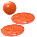 Ficha técnica e caractérísticas do produto Overball para Pilates 25cm Laranja + 2 Discos Inflaveis de Equilibrio Liveup