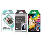 Ficha técnica e caractérísticas do produto Pack Filmes Instantâneo Fujifilm: 10 Monochrome, 10 Bordas Coloridas e 10 Bordas Azuis