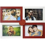 Ficha técnica e caractérísticas do produto Painel de Fotos Love (34x24x1cm) Branco com Vermelho para 4 Fotos - Kapos