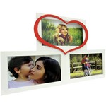 Ficha técnica e caractérísticas do produto Painel de Fotos Love (34x24x1cm) Branco com Vermelho para 3 Fotos - Kapos
