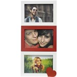 Painel de Fotos Love (36x17x1cm) Branco com Vermelho para 3 Fotos - Kapos