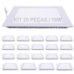 Ficha técnica e caractérísticas do produto Kit 20 Painel Plafon 18w Luminária LED Quadrado Embutir Slim - Briwax