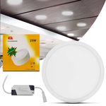 Ficha técnica e caractérísticas do produto Painel Plafon Luminária Led Redonda Slim 25w 6000k Branco Frio Bivolt Alumínio Sobrepor Gesso Sanca