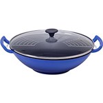 Ficha técnica e caractérísticas do produto Panela Wok de Ferro Fundido 36cm Azul - La Cuisine