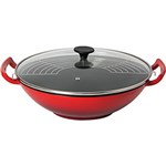 Ficha técnica e caractérísticas do produto Panela Wok de Ferro Fundido 36cm Vermelha - La Cuisine