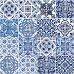 Ficha técnica e caractérísticas do produto Papel de Parede Adesivo Azulejo Azul e Branco