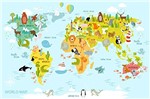 Ficha técnica e caractérísticas do produto Papel de Parede Adesivo, Infantil Mapa Mundi Bichinhos
