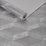 Ficha técnica e caractérísticas do produto Papel de parede importado geometrico texturizado prata 3d
