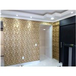 Papel de Parede Vinílico Importado Geométrico 3D Dourado Elegante