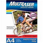 Ficha técnica e caractérísticas do produto Papel Fotográfico Multilaser PE011 A4 200g C/ 10 Folhas - Branco