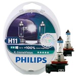 Ficha técnica e caractérísticas do produto Par de Lâmpadas Philips Xtreme Vision H11 55w 3350K Dobro de Alcance