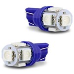 Ficha técnica e caractérísticas do produto Par Lâmpada LED T10 5SMD5050 5 Leds 12V 1,5W Tonalidade Azul para Aplicação Farol Baixo