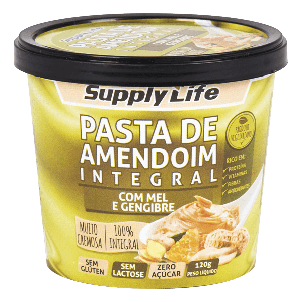 Ficha técnica e caractérísticas do produto Pasta de Amendoim Integral Mel/gengibre 120G Supply Life