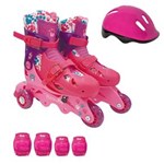 Ficha técnica e caractérísticas do produto Patins Infantil Barbie Fun com Acessórios de Segurança Rosa - Tamanho 29 ao 32