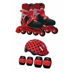 Ficha técnica e caractérísticas do produto Patins Ladybug Infantil Ajustável N 33 a 36 com Kit Proteção