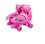 Ficha técnica e caractérísticas do produto Patins Roller 4 Rodas com Luz 34 a 37 Ajustável Rosa - Fenix