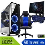 PC Gamer Completo Neologic NLI80955 Intel I5-7400 8GB (GeForce GTX 1050Ti 4GB)1TB + Cadeira Gamer Blue