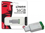 Ficha técnica e caractérísticas do produto Pen Drive 16 GB DataTraveler USB 3.0 DT50/16GB Prata/Verde - Kingston