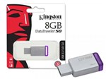 Ficha técnica e caractérísticas do produto Pen Drive 8GB Kingston DT50/8GB USB 3.1 Datatraveler 50 Metal Roxo