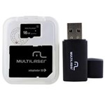 Ficha técnica e caractérísticas do produto Pen Drive + Adaptador SD + Cartão Memória 16GB MC059 - Multilaser