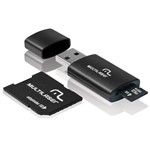 Ficha técnica e caractérísticas do produto Pen Drive + Adaptador SD + Cartão Memória Classe 4 4GB MC057 - Multilaser
