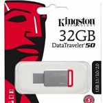 Ficha técnica e caractérísticas do produto Pen Drive de 32gb Kingston DT50 Metal Vermelho