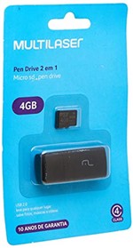 Ficha técnica e caractérísticas do produto Pen Drive 2 em 1 Leitor USB + Cartão de Memória Classe 4 4GB Preto Multilaser - MC160