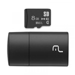 Ficha técnica e caractérísticas do produto Pen Drive 2 em 1 Leitor USB + Cartão de Memória Classe 4 8GB Preto Multilaser - MC161
