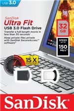 Ficha técnica e caractérísticas do produto Pen Drive 32 GB Sandisk Ultra FIT Z43 3.0