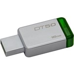 Ficha técnica e caractérísticas do produto Pen Drive Kingston 16GB Datatraveler 50 USB 3.1 Prata e Verde DT50/16GB