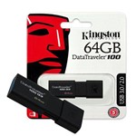 Ficha técnica e caractérísticas do produto Pen Drive Kingston 64gb Datatraveler 100 G3 3.1 3.0 e 2.0