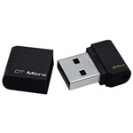 Ficha técnica e caractérísticas do produto Pen Drive Kingston DataTraveler Micro DTMCK 64GB - Preto