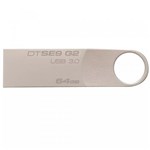 Ficha técnica e caractérísticas do produto Pen Drive Kingston Datatraveler USB 3.0 64GB DTSE9G2/64GB - Prata
