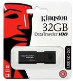 Ficha técnica e caractérísticas do produto Pen Drive Kingston 32GB DT100G3 USB 3.0